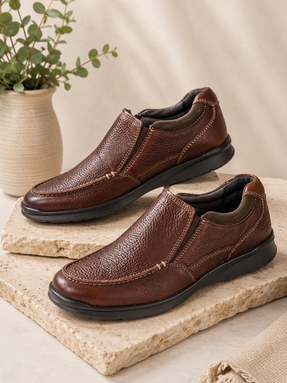 Clarks Men's Bradley Steps Slip On Shoes Brown Size 12W